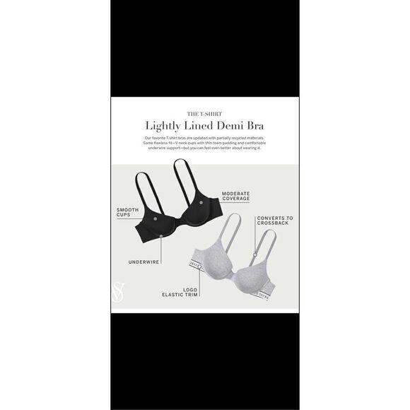 Victoria’s Secret T-shirt bra , Logo straps Heather gray 36DDD - Picture 5 of 11